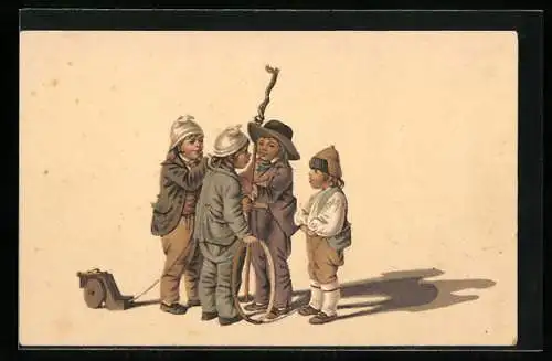 AK Pro Juventute, Knaben mit Spielzeug