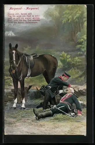 AK Morgenrot, Morgenrot, Soldat hilft einem Verwundeten