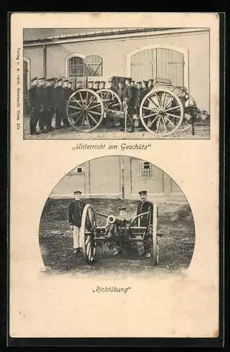AK Artillerie, Unterricht am Geschütz, Richtübung