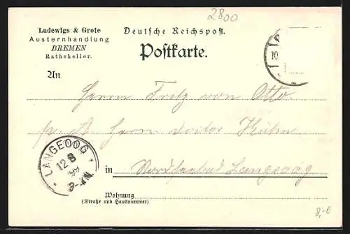 Lithographie Bremen, Bachusfass im Gasthaus Ratskeller