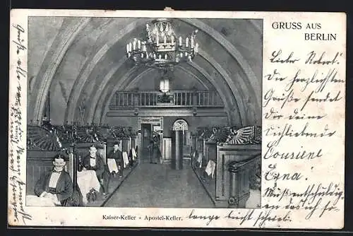AK Berlin, Gasthaus Kaiser-Keller, Innenansicht Apostel-Keller