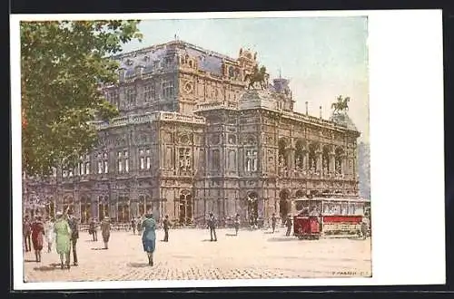 AK Wien, Operntheater mit Strassenbahn