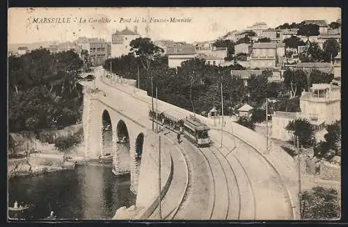 AK Marseille, La Corniche, Pont de la Fausse-Monnaie, Strassenbahn
