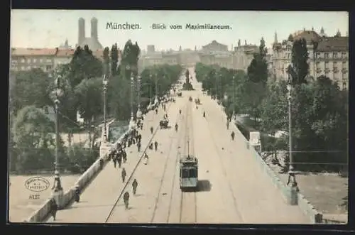 AK München, Strassenbahn vor dem Maximilianeum