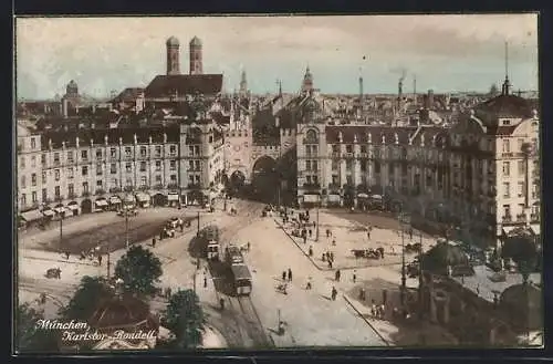 AK München, Karlstor-Rondell aus der Vogelschau