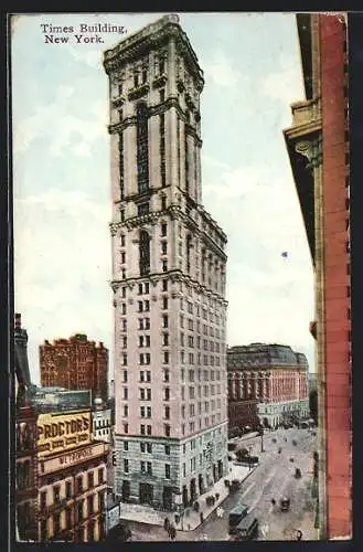 AK New York, Times Building, Strassenbahn