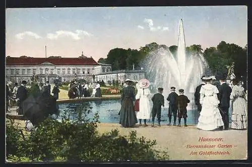 AK Hannover, Herrenhäuser Garten, am Goldfischteich
