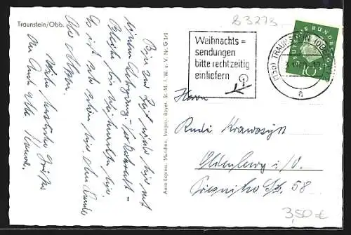 AK Traunstein /Obb., Ortsansicht vom Flugzeug aus