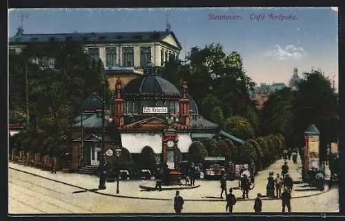 AK Hannover, Café Kröpcke, Litfasssäule