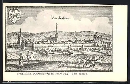 Künstler-AK Brackenheim, Alte Ortsansicht nach Merian von 1663