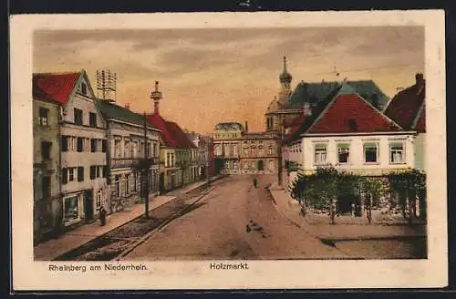 AK Rheinberg am Niederrhein, Holzmarkt mit Bäumen