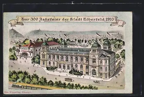 Künstler-AK Elberfeld, 300 Jahrfeier der Stadt 1910, Festpostkarte