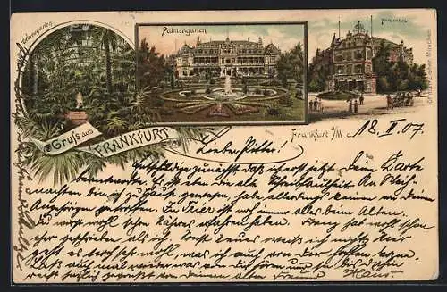 Lithographie Frankfurt-Westend, Panorama, Palmengarten