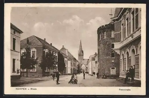 AK Kempen a. Rhein, Partie an der Peterstrasse mit Kirche