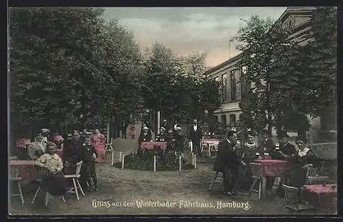 AK Hamburg-Winterhude, Restaurant Winterhuder Fährhaus mit Garten