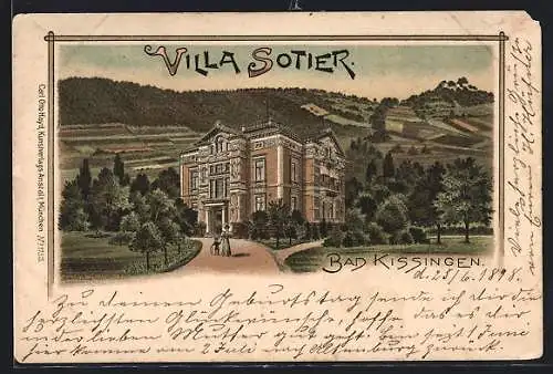 Lithographie Bad Kissingen, Villa Sotier