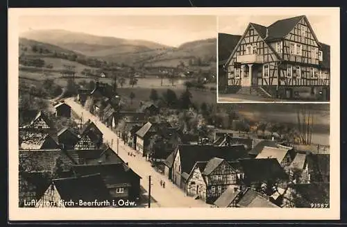 AK Kirch-Beerfurth i. Odw., Gasthaus zur Traube, Strassenpartie aus der Vogelschau