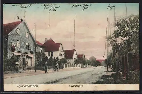 AK Hoheneggelsen, Hauptstrasse mit Gasthof Hermann Bötel