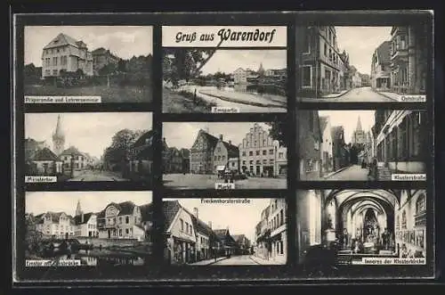 AK Warendorf, Markt, Klosterstrasse, Emstor mit Emsbrücke