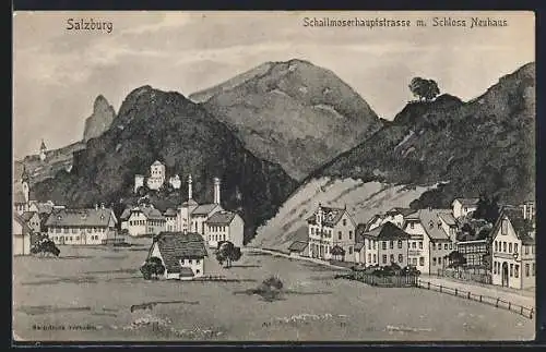 AK Salzburg, Schallmoserhauptstrasse mit Schloss Neuhaus