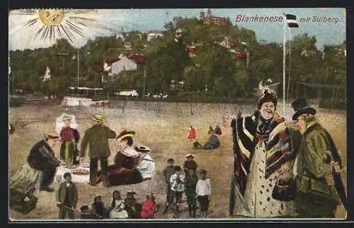 AK Hamburg-Blankenese, Blick vom Strand auf den Sülberg