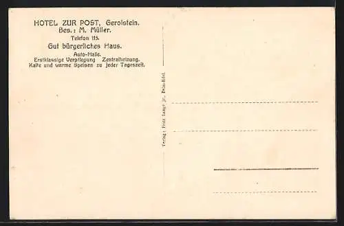 AK Gerolstein, Hotel zur Post M. Müller, Speisesaal