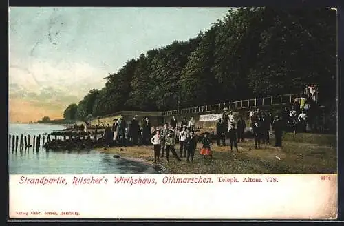 AK Hamburg-Othmarschen, Strandpartie beim Gasthaus Ritschers Wirthshaus