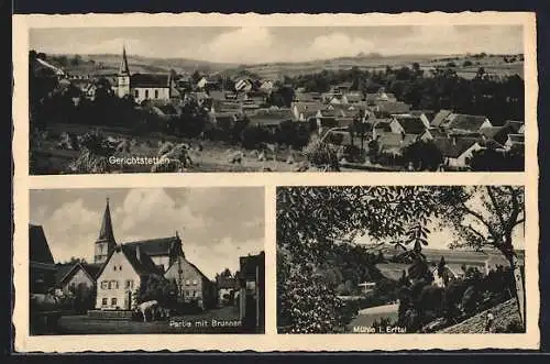 AK Gerichtstetten, Mühle im Erftal, Partie mit Brunnen