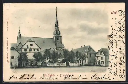 AK Werl, Marktplatz mit Probsteikirche