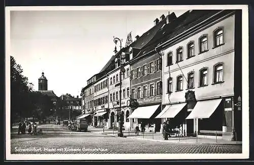 AK Schweinfurt a. M., Markt mit Rückerts Geburtshaus