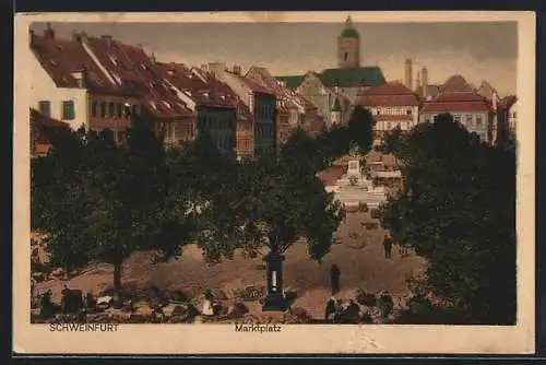 AK Schweinfurt am Main, Marktplatz mit Denkmal