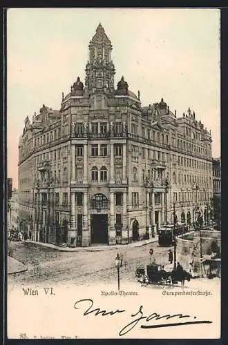 AK Wien, Apollo-Theater, Gumpendorferstrasse mit Strassenbahn