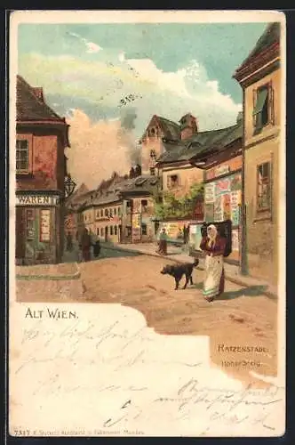 Lithographie Wien, Ratzenstadl, Hoher Steig