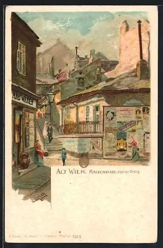 Lithographie Wien, Ratzenstadl, Hoher Steig