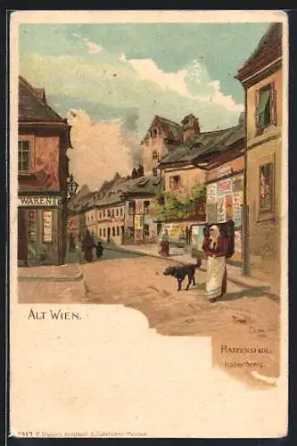 Lithographie Wien, Ratzenstadl, Hoher Steig