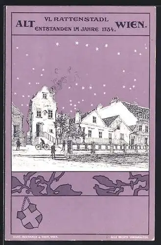 Künstler-AK Wien, Ratzenstadl, entstanden 1734