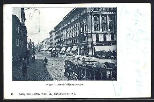 AK Wien IV, Mariahilferstrasse mit Kutschen