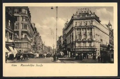 AK Wien, Mariahilferstrasse mit Hotel Kummer