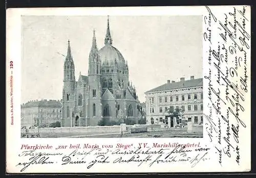 AK Wien, Fünfhaus, Pfarrkirche zur heil. Maria vom Siege, Mariahilfergürtel