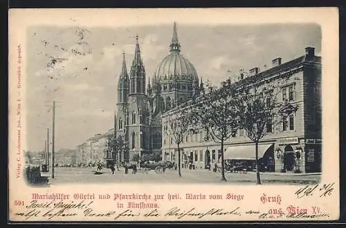 AK Wien, Fünfhaus, Pfarrkirche zur heil. Maria vom Siege in Fünfhaus, Mariahilfer Gürtel