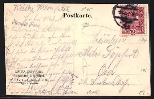AK Wien, Restaurant Neufellner, Neues Orpheum, Lerchenfeldergürtel 55