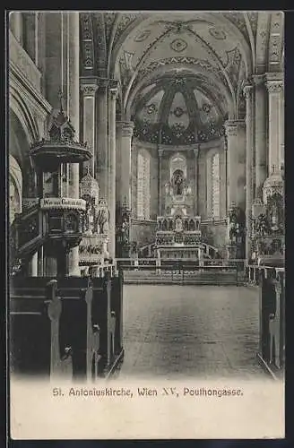 AK Wien, Inneres der St. Antoniuskirche, Pouthongasse