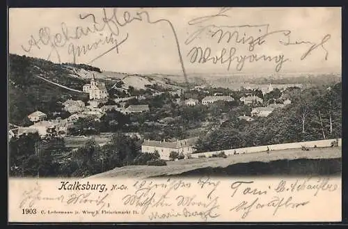 AK Wien, Kalksburg, Totale vom Berg aus gesehen
