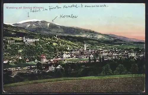 AK Wolfsberg / Kärnten, Panorama mit Koralpe