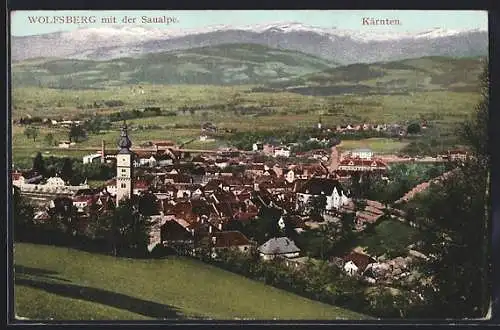 AK Wolfsberg / Kärnten, Gesamtansicht mit der Saualpe