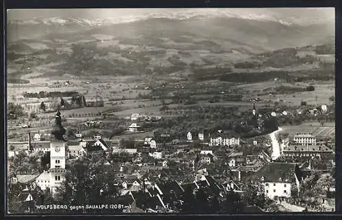 AK Wolfsberg / Kärnten, Panoramablick gegen die Saualpe