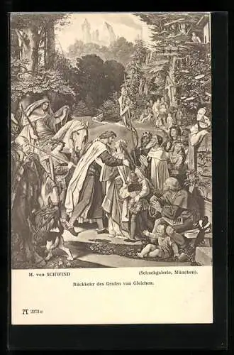 Künstler-AK Moritz von Schwind: Rückkehr des Grafen von Gleichen