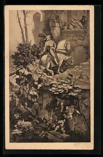 Künstler-AK sign. M. von Schwind: Der Falkensteiner Ritt