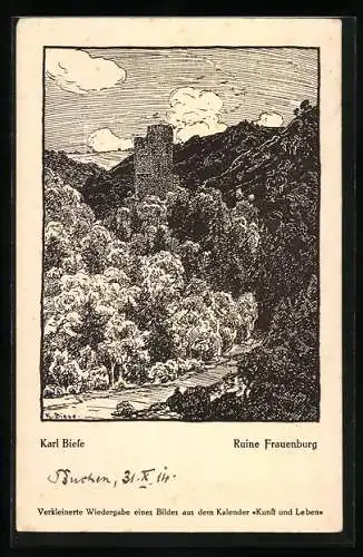 Künstler-AK Carl Biese: Weg zur Ruine Frauenburg