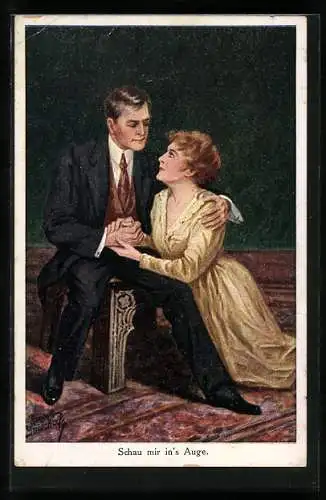 Künstler-AK Ruab Gnischaf: Mann und Frau umarmen sich